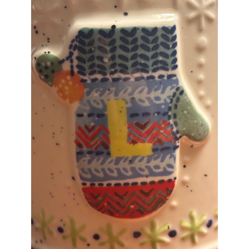 Anthropologie Letter L Mitten Mug Cream Red Speckled Holiday Christmas Gift‎ - Picture 3 of 8